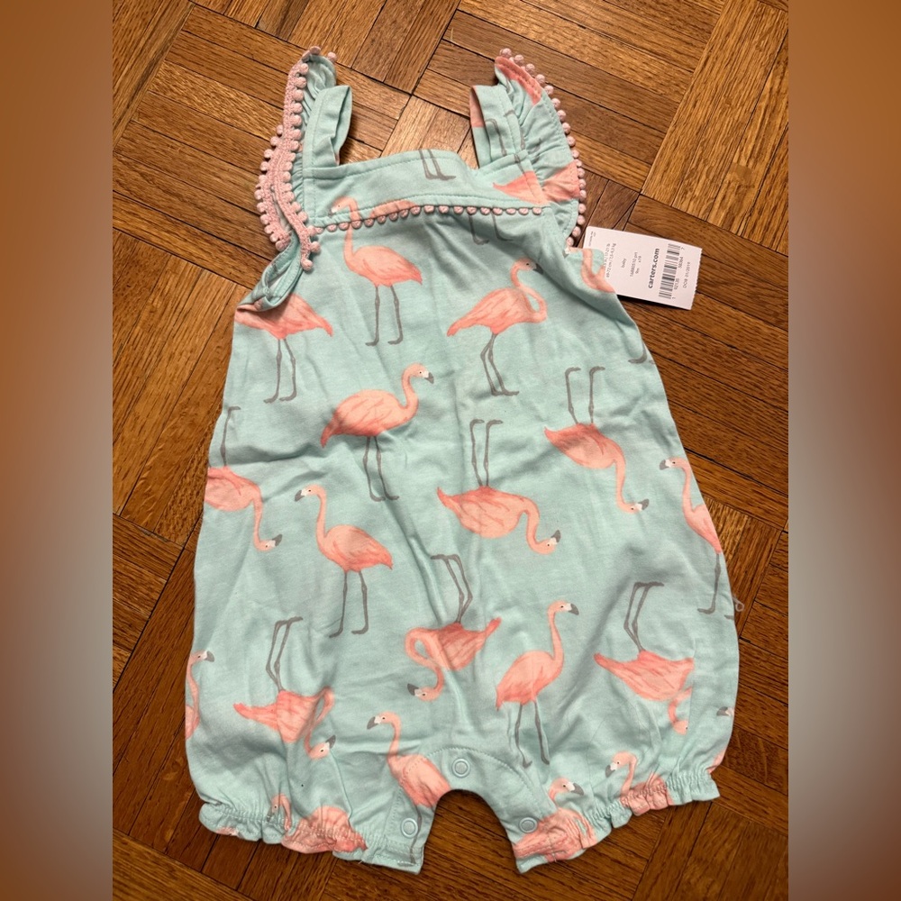 Carter’s Flamingo Print Baby Romper NWT Size 9months
